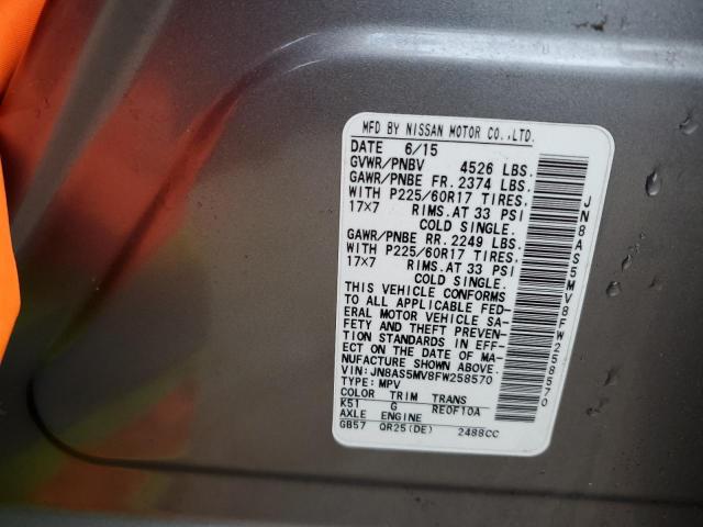 2015 Nissan Rogue Select S VIN: JN8AS5MV8FW258570 Lot: 50625204