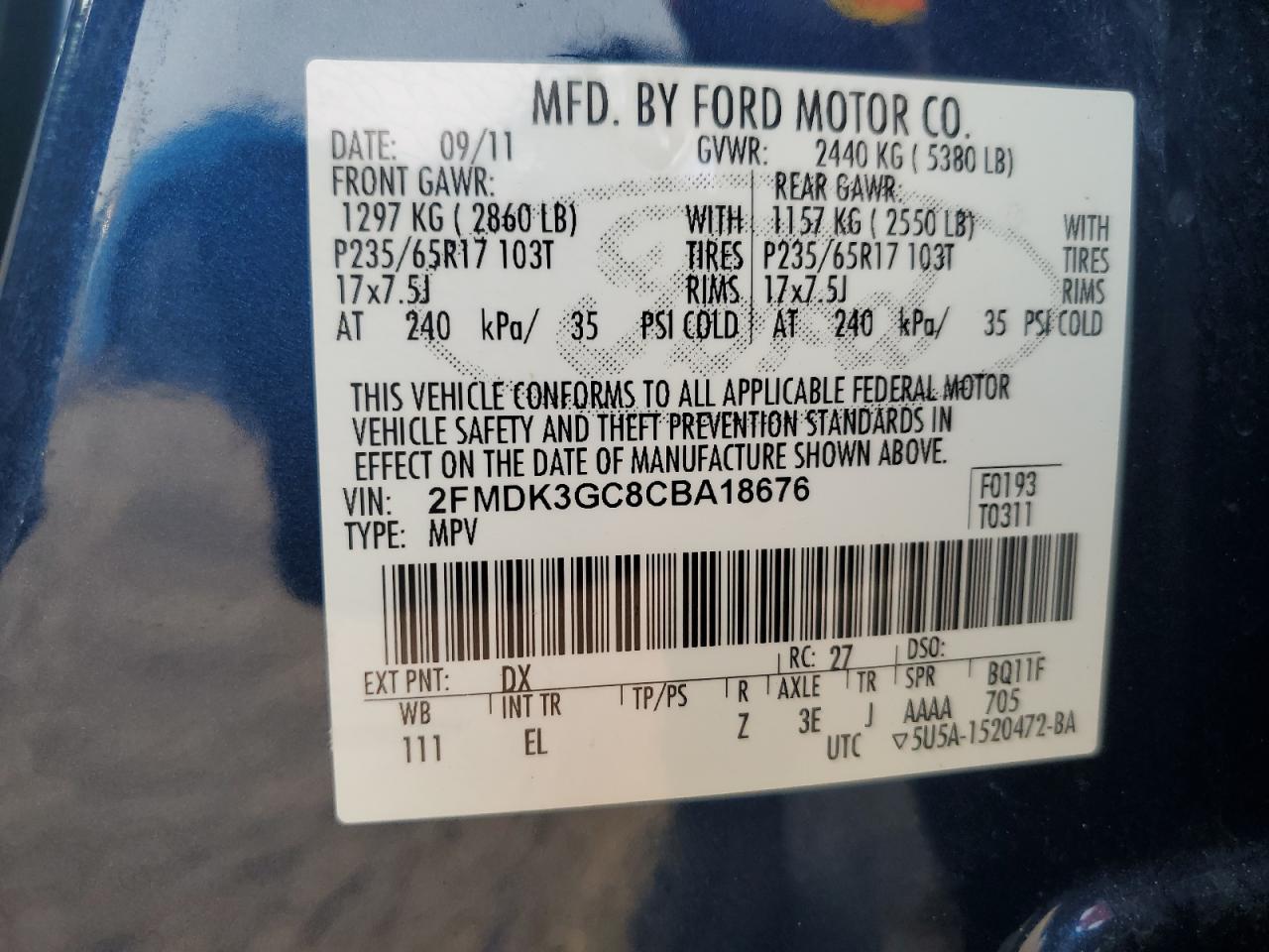 2012 Ford Edge Se vin: 2FMDK3GC8CBA18676