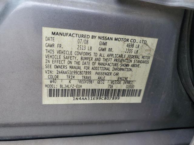 2009 Nissan Maxima S VIN: 1N4AA51E99C807899 Lot: 50756474