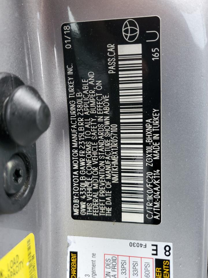 NMTKHMBX1JR057100 2018 Toyota C-Hr Xle
