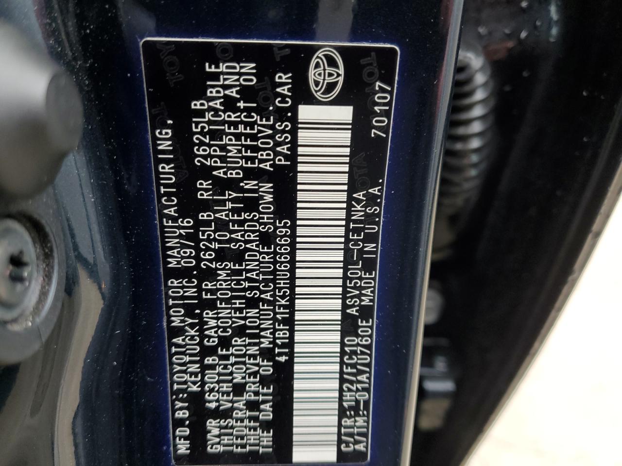 4T1BF1FK5HU666695 2017 Toyota Camry Le