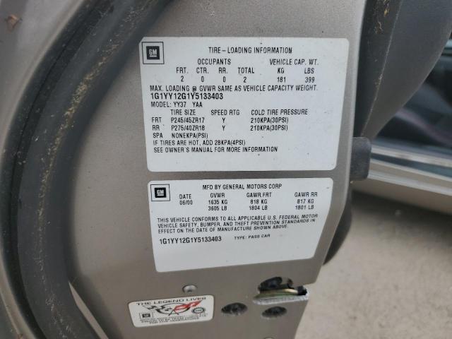 2000 Chevrolet Corvette VIN: 1G1YY12G1Y5133403 Lot: 51054904