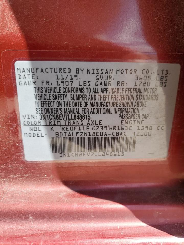 3N1CN8EV7LL848615 2020 Nissan Versa Sv