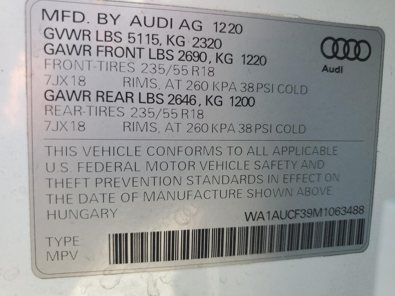 WA1AUCF39M1063488 2021 Audi Q3 Premium 40