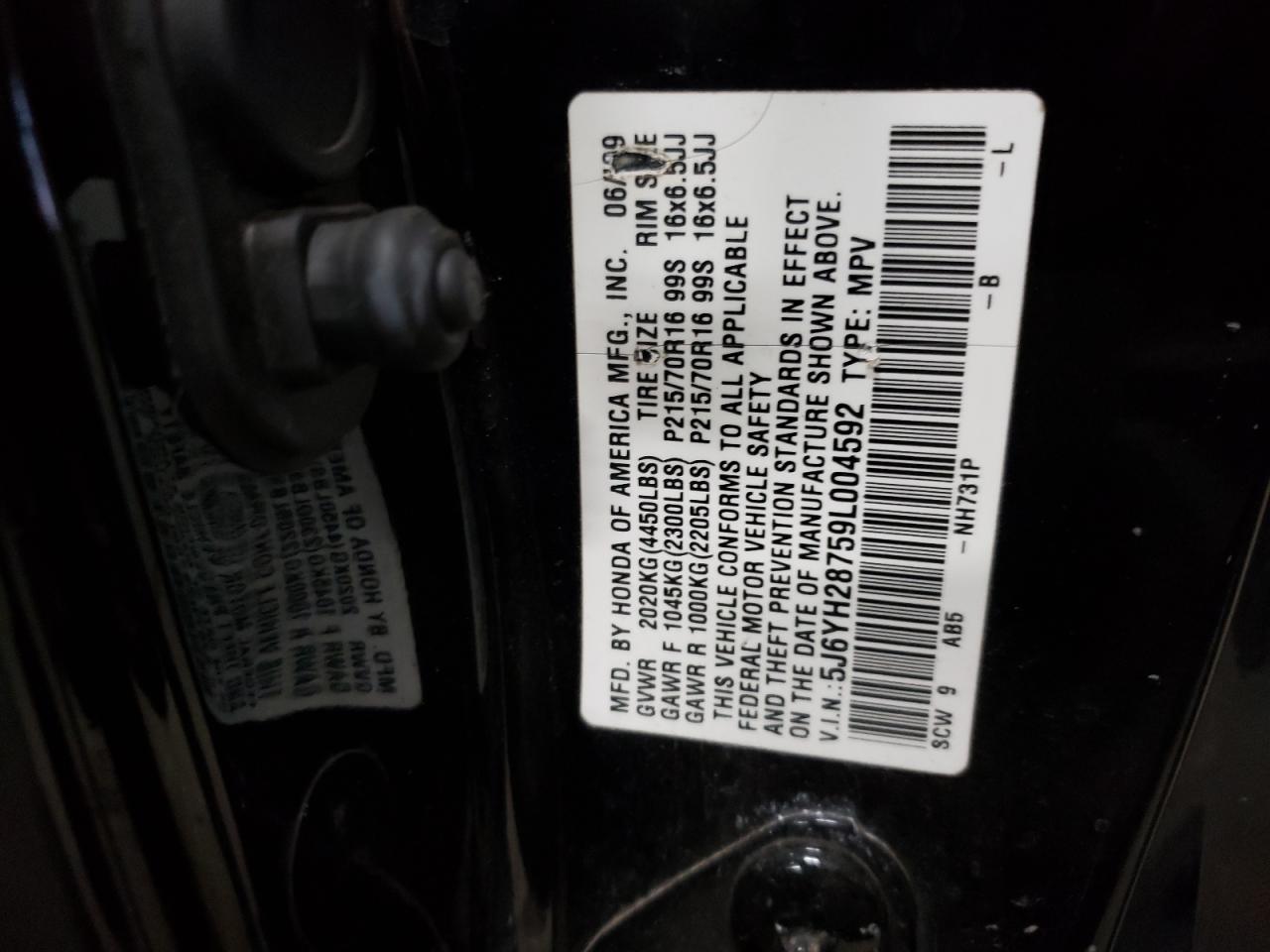 5J6YH28759L004592 2009 Honda Element Ex