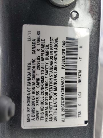 2012 Honda Civic Ex VIN: 2HGFG3B8XCH524638 Lot: 50730674