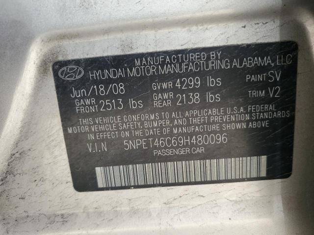 2009 Hyundai Sonata Gls VIN: 5NPET46C69H480096 Lot: 50652614