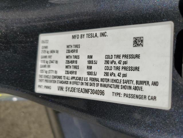 VIN 5YJ3E1EA3NF304096 Tesla Model 3  2022 13