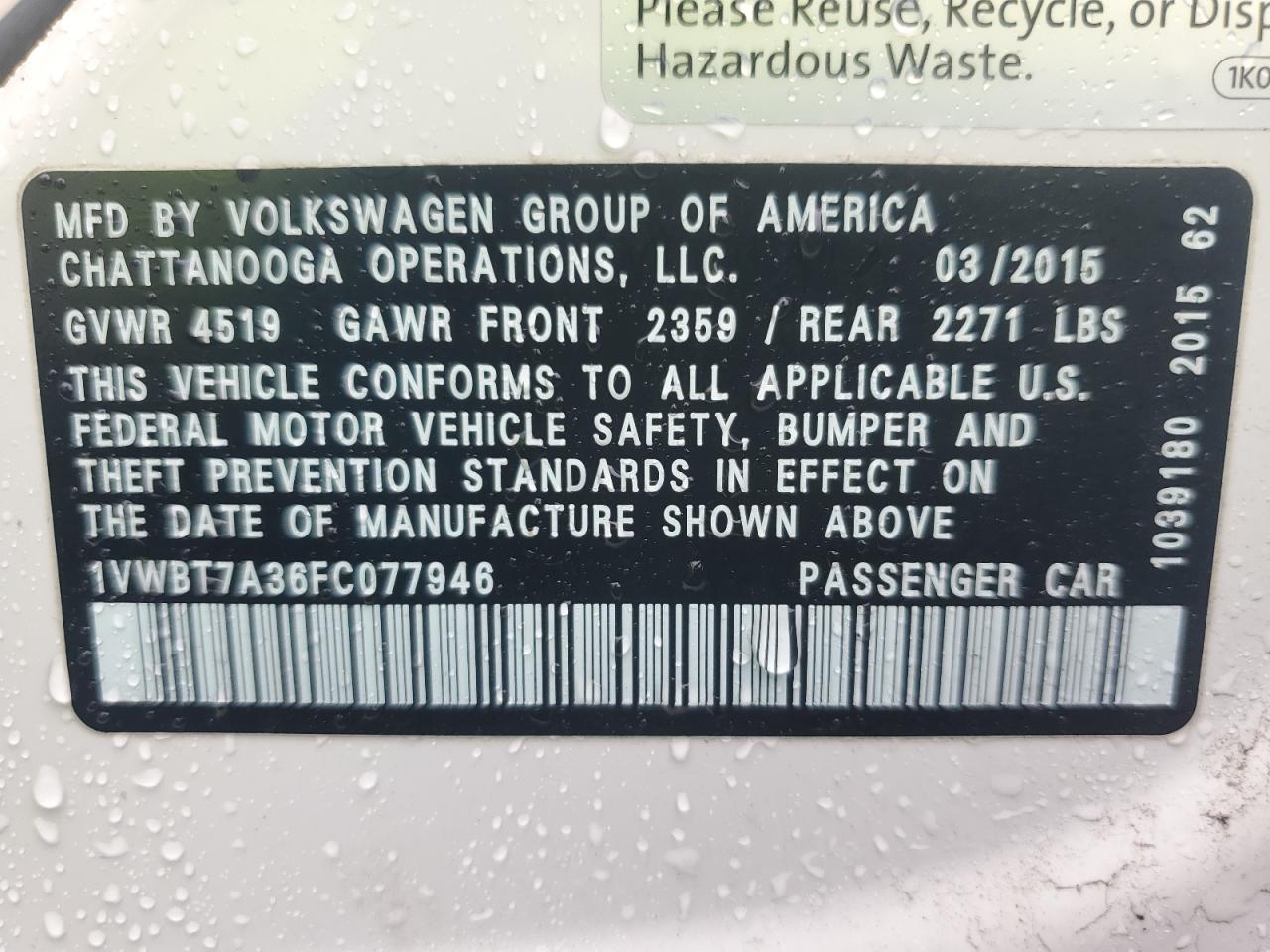 1VWBT7A36FC077946 2015 Volkswagen Passat Se