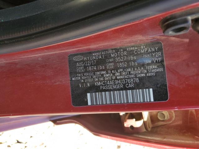 2017 Hyundai Accent Se VIN: KMHCT4AE9HU376878 Lot: 51931814