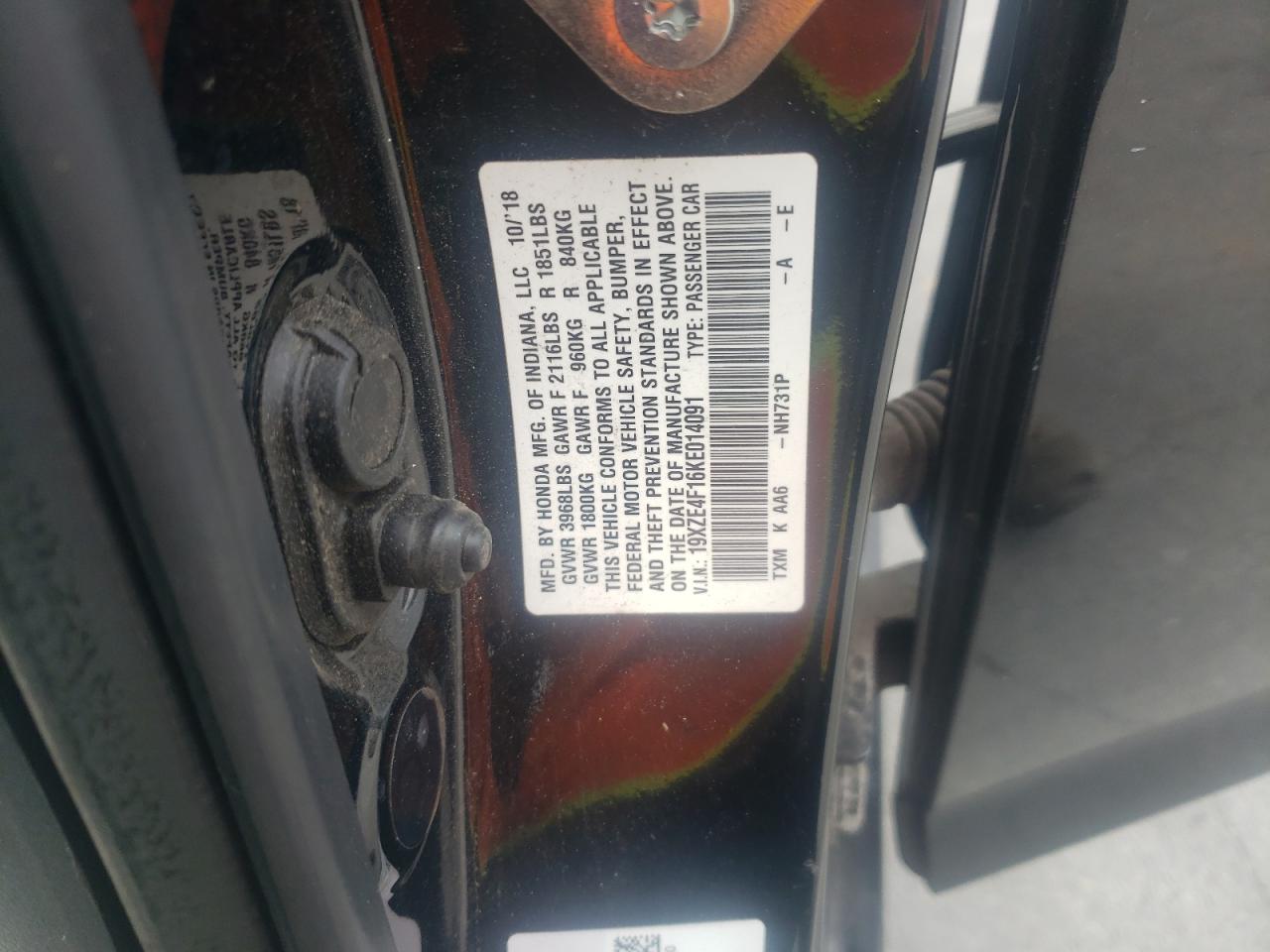 19xze4f16ke014091 19XZE4F16KE014091 2019 Honda Insight Lx
