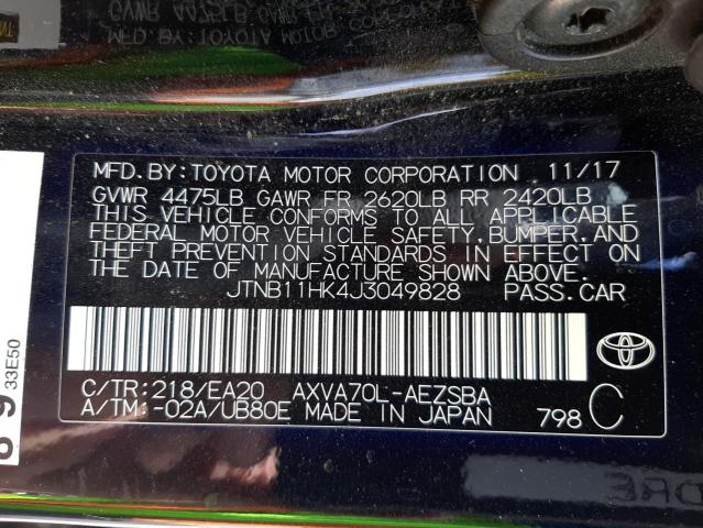 VIN JTNB11HK4J3049828 2018 Toyota Camry, L no.13