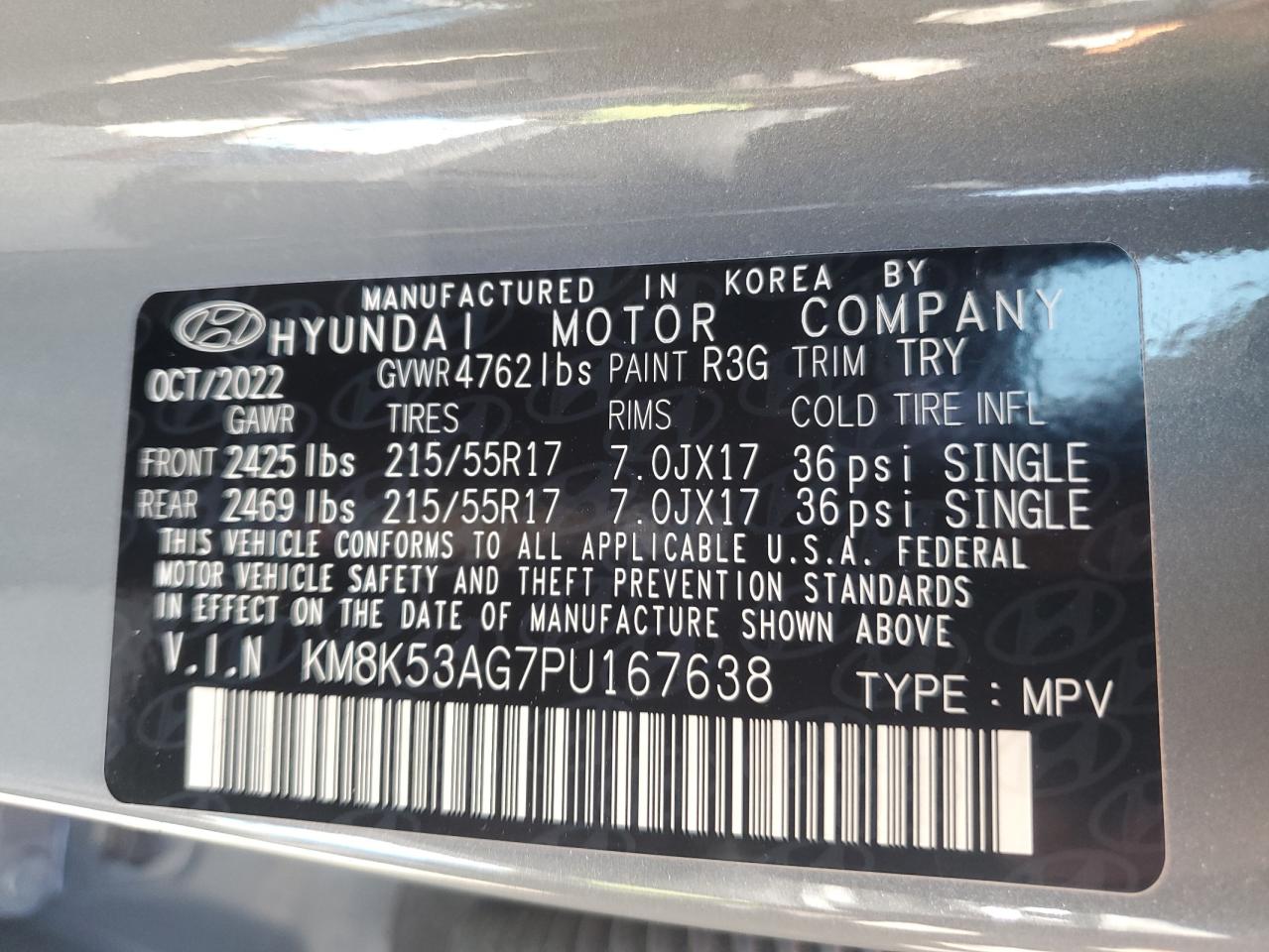 KM8K53AG7PU167638 2023 Hyundai Kona Limited