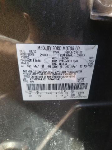 2011 Ford Edge Sel VIN: 2FMDK4JC1BBA21416 Lot: 50605294