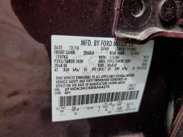2011 Ford Edge Limited VIN: 2FMDK3KC5BBA64276 Lot: 51447284