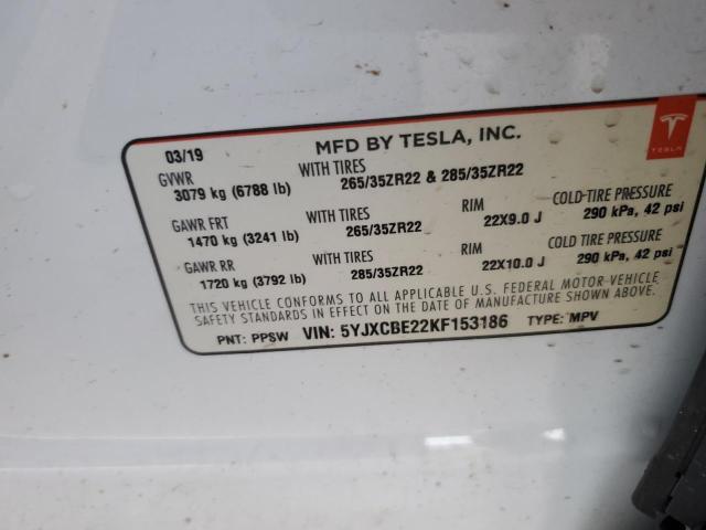 2019 Tesla Model X VIN: 5YJXCBE22KF153186 Lot: 49222594