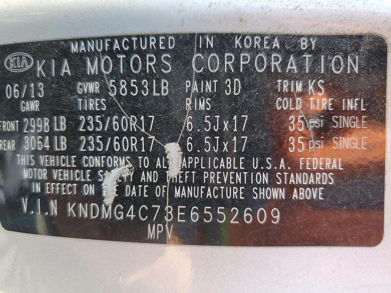 KNDMG4C73E6552609 2014 Kia Sedona Lx