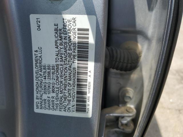 2021 Honda Accord Sport Se VIN: 1HGCV1F45MA068228 Lot: 51069934