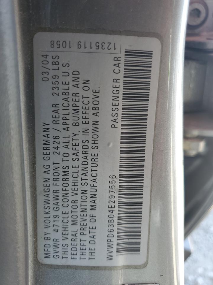 WVWPD63B04E297556 2004 Volkswagen Passat Gls