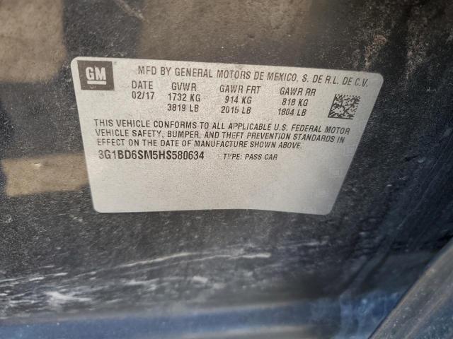 2017 Chevrolet Cruze Lt VIN: 3G1BD6SM5HS580634 Lot: 49858644