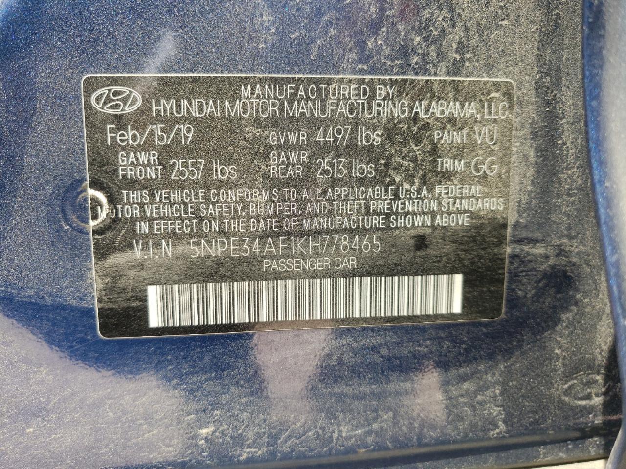 5NPE34AF1KH778465 2019 Hyundai Sonata Limited