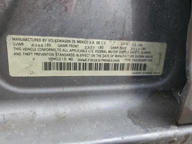 2007 Volkswagen Jetta Wolfsburg VIN: 3VWEF81K97M083368 Lot: 51483124