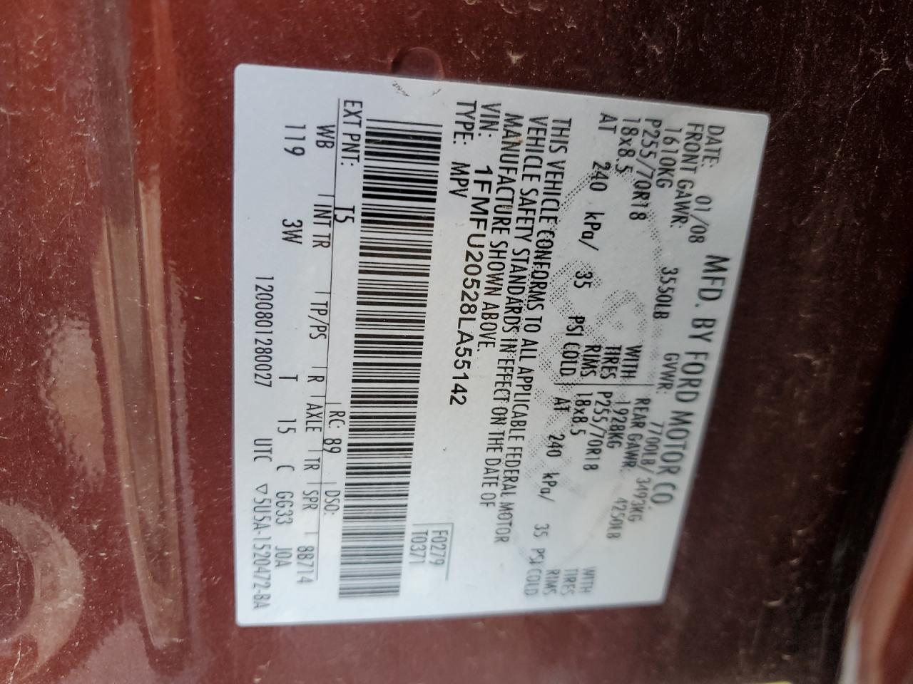 1FMFU20528LA55142 2008 Ford Expedition Limited