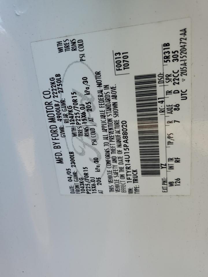 1FTYR14U15PA88020 2005 Ford Ranger Super Cab