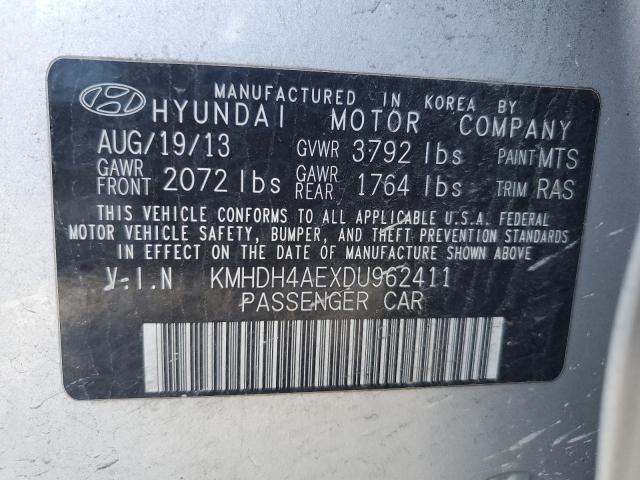 2013 Hyundai Elantra Gls VIN: KMHDH4AEXDU962411 Lot: 52200904