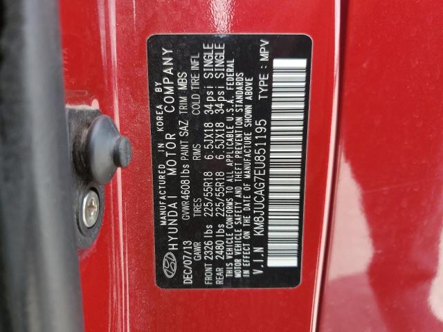 2014 Hyundai Tucson Gls VIN: KM8JUCAG7EU851195 Lot: 51830064