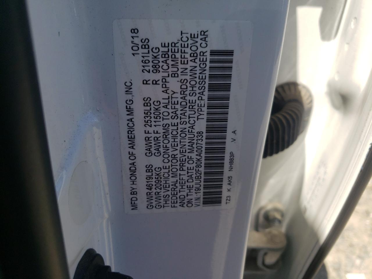 19UUB2F80KA007338 2019 Acura Tlx Advance