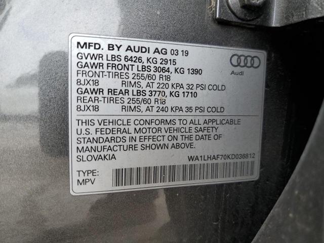 VIN WA1LHAF70KD036812 2019 Audi Q7, Premium Plus no.12