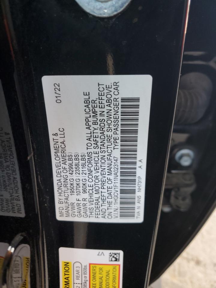 1HGCV1F11NA023147 2022 Honda Accord Lx