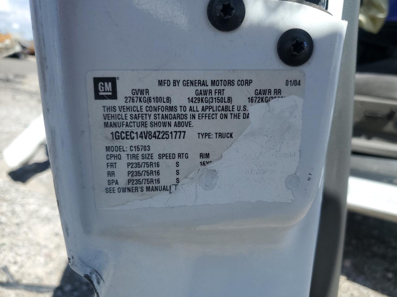 1GCEC14V84Z251777 2004 Chevrolet Silverado C1500