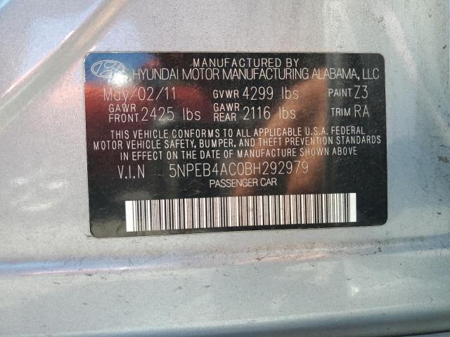 2011 Hyundai Sonata Gls VIN: 5NPEB4AC0BH292979 Lot: 45425924