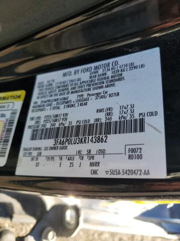 VIN 3FA6P0LU3KR143862 2019 Ford Fusion, SE no.13