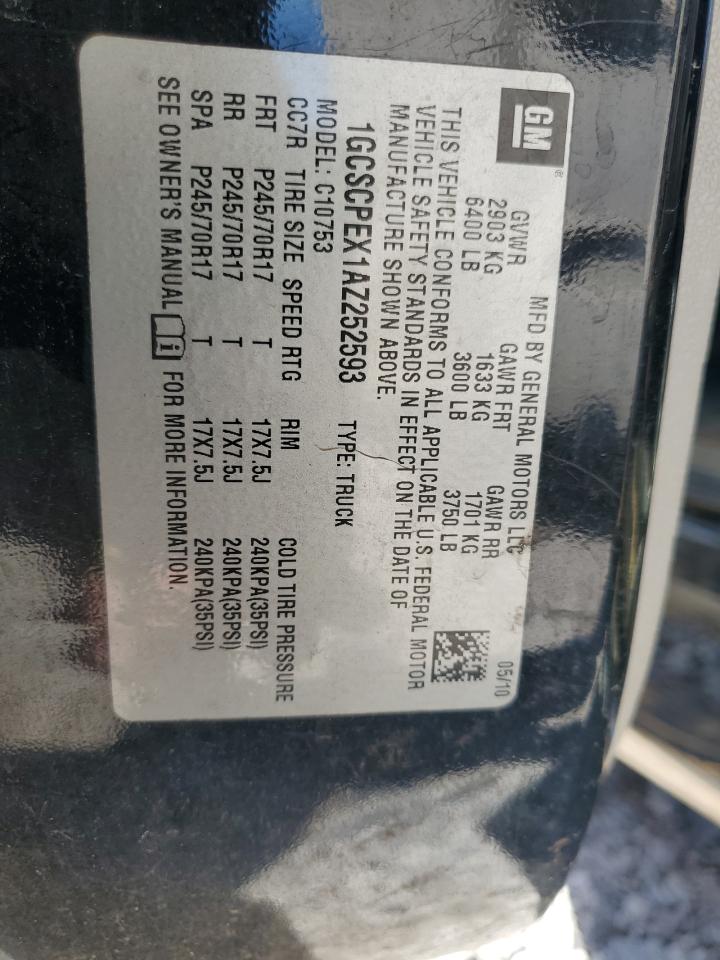 1GCSCPEX1AZ252593 2010 Chevrolet Silverado C1500