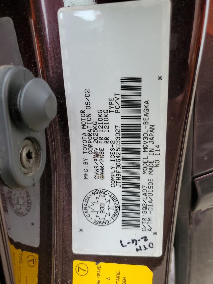 JTHBF30G425033027 2002 Lexus Es 300