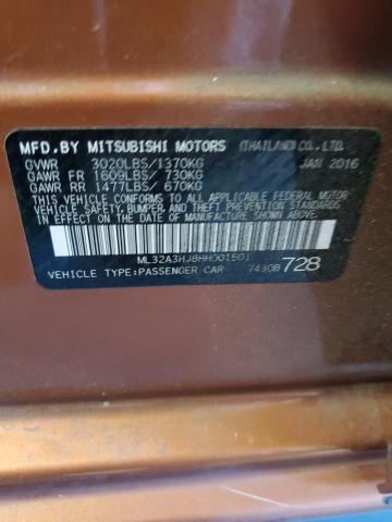 2017 MITSUBISHI MIRAGE ES - ML32A3HJ8HH001501