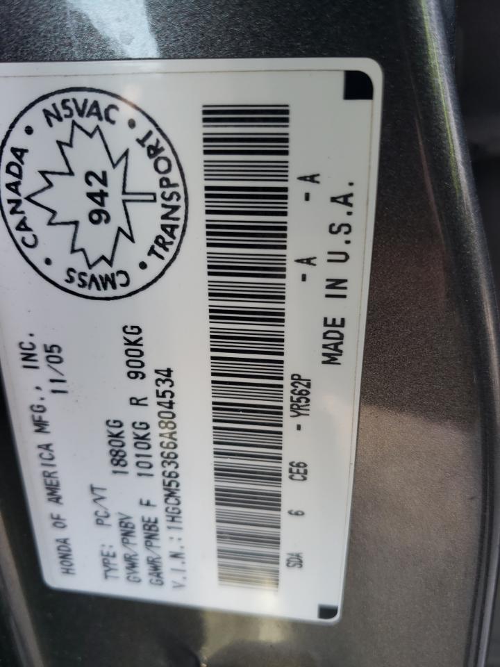 1HGCM56366A804534 2006 Honda Accord Se