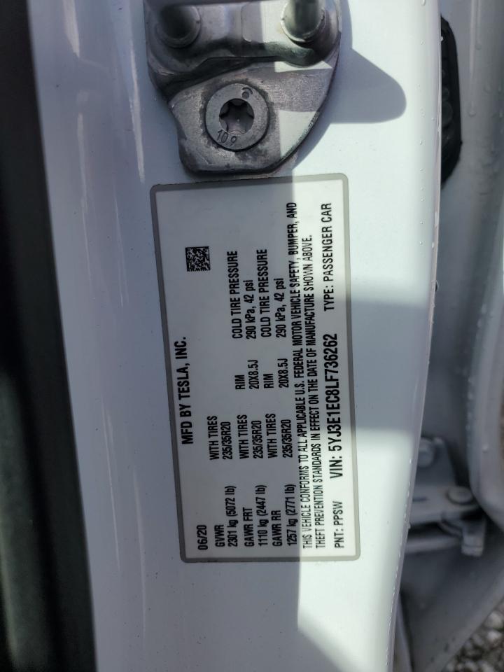 5YJ3E1EC8LF736262 2020 Tesla Model 3