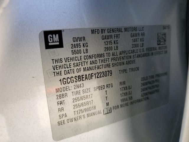 2015 CHEVROLET COLORADO L - 1GCGSBEA0F1223079