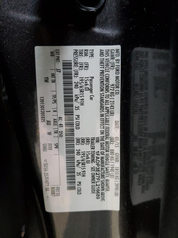 1FADP3E27FL216689 2015 Ford Focus S