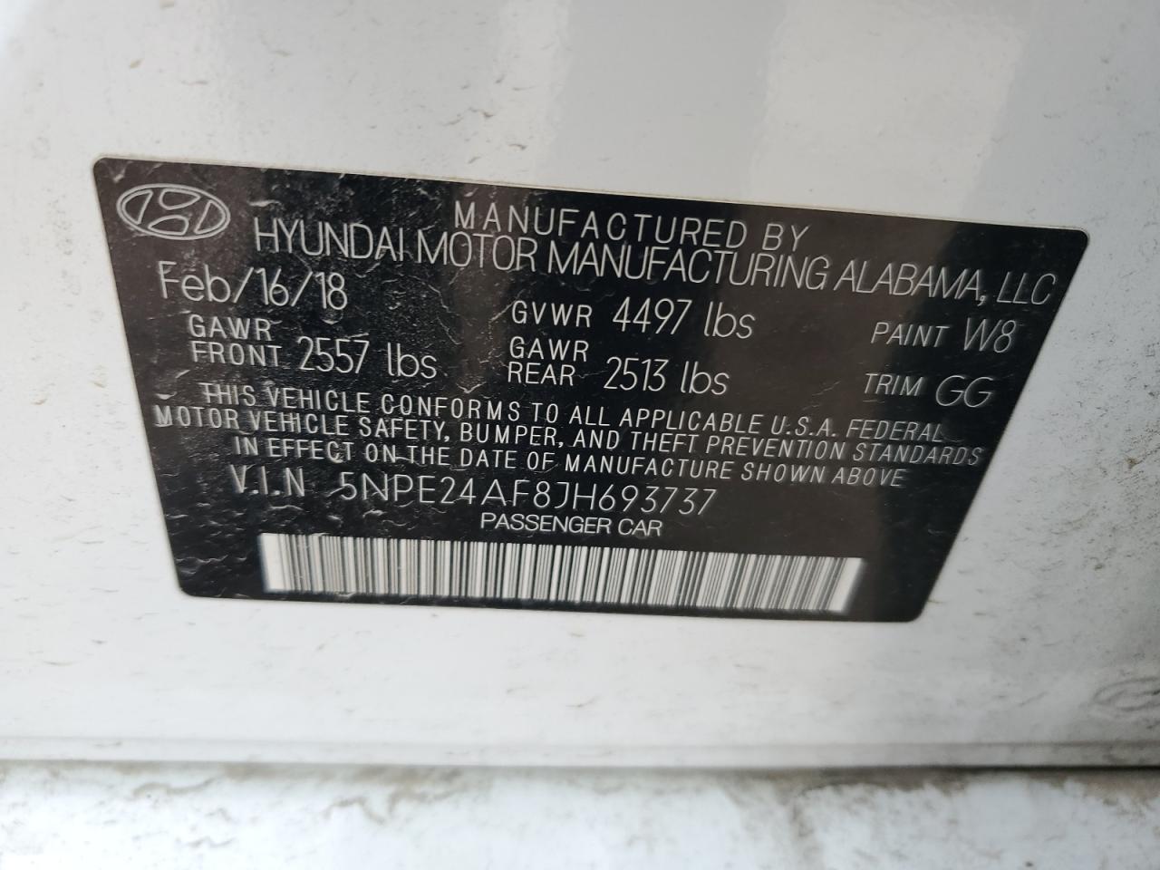 5NPE24AF8JH693737 2018 Hyundai Sonata Se