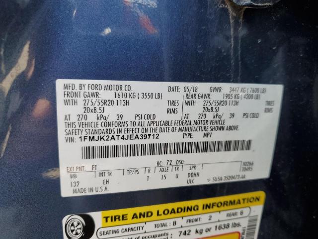 2018 Ford Expedition Max Limited VIN: 1FMJK2AT4JEA39712 Lot: 51354344