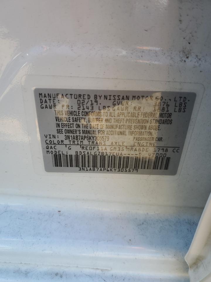 3N1AB7AP6KY305579 2019 Nissan Sentra S