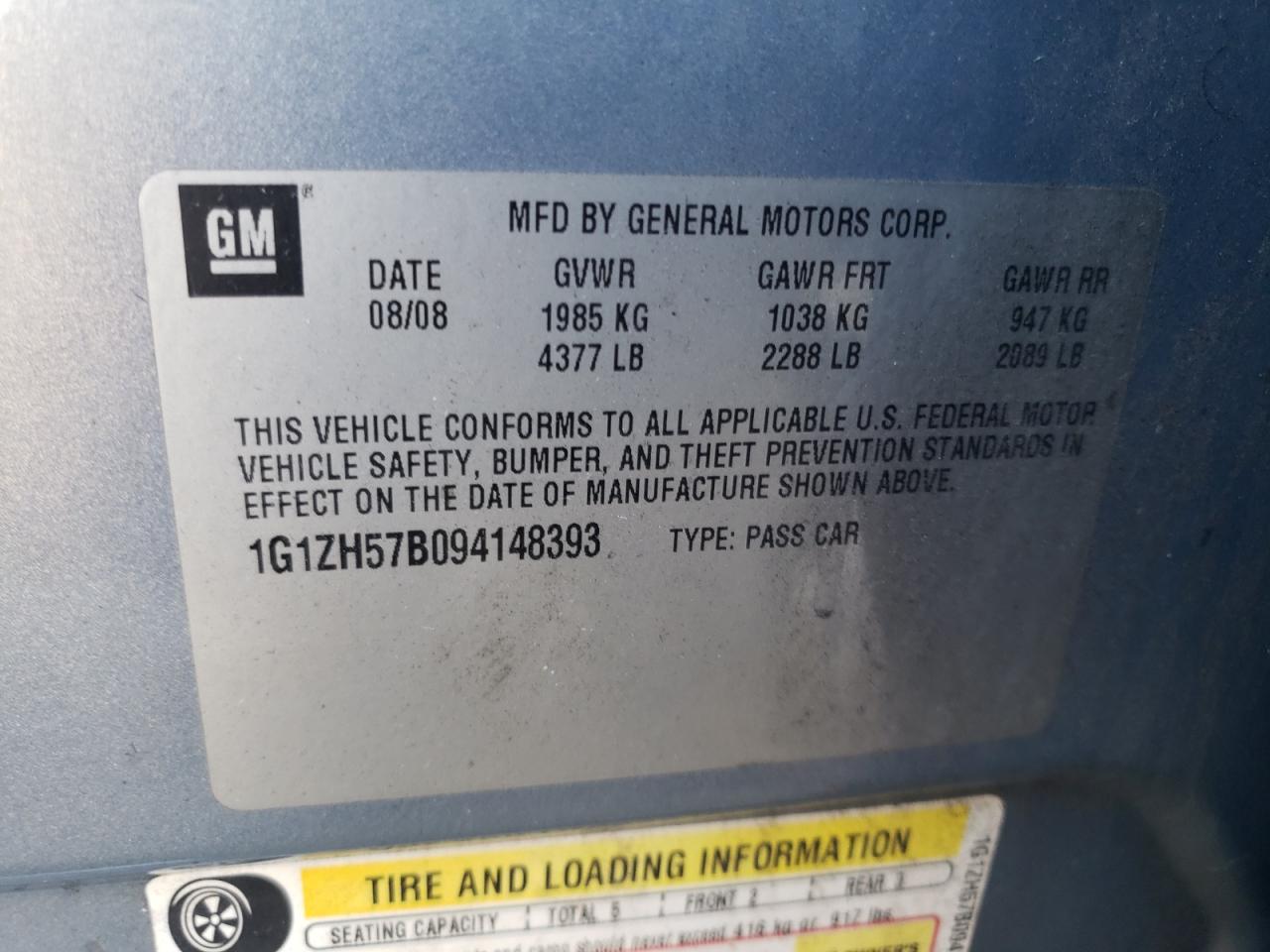 1G1ZH57B094148393 2009 Chevrolet Malibu 1Lt