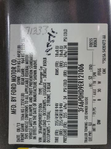 VIN 3FA6P0HD9ER121006 2014 Ford Fusion, SE no.12