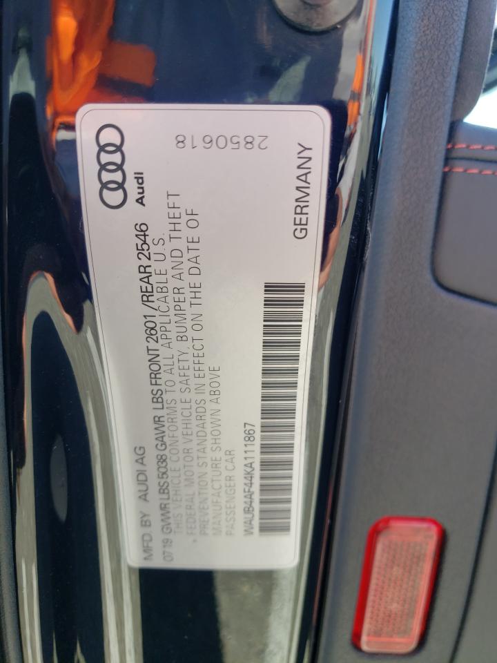 WAUB4AF44KA111867 2019 Audi S4 Premium Plus