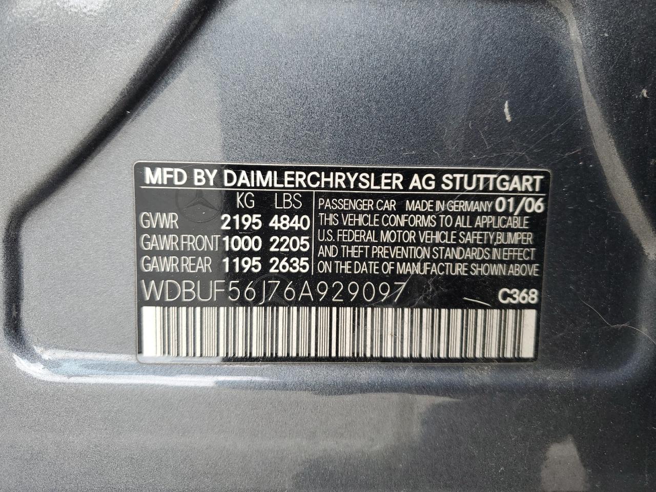 WDBUF56J76A929097 2006 Mercedes-Benz E 350